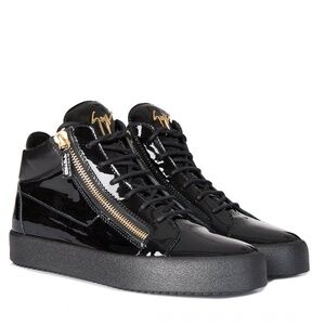Men's Giuseppe Zanotti Black Patent High Top Sneakers Size 13 US (46 EU)
